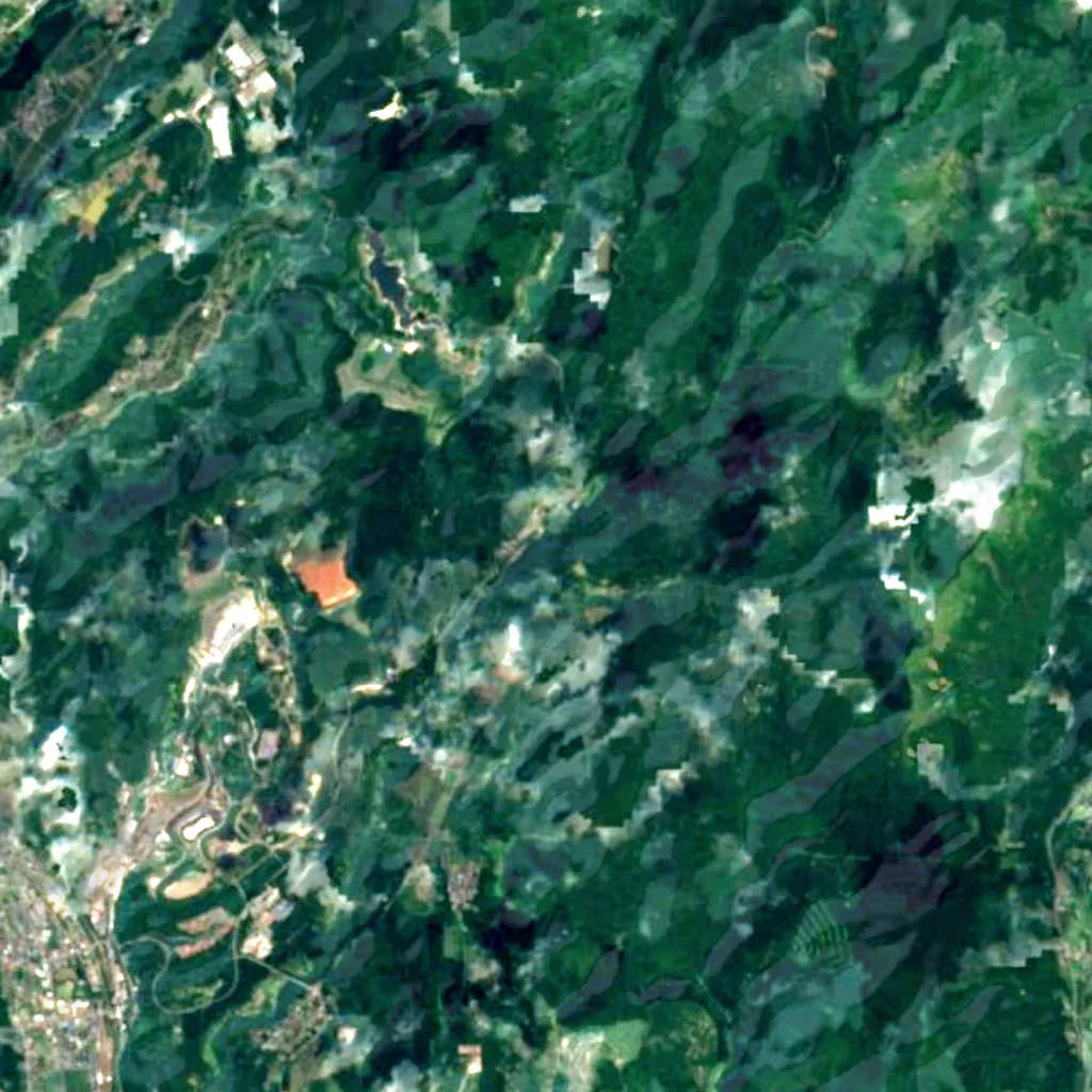 Nanataki Falls seen from above (Sentinel-2)