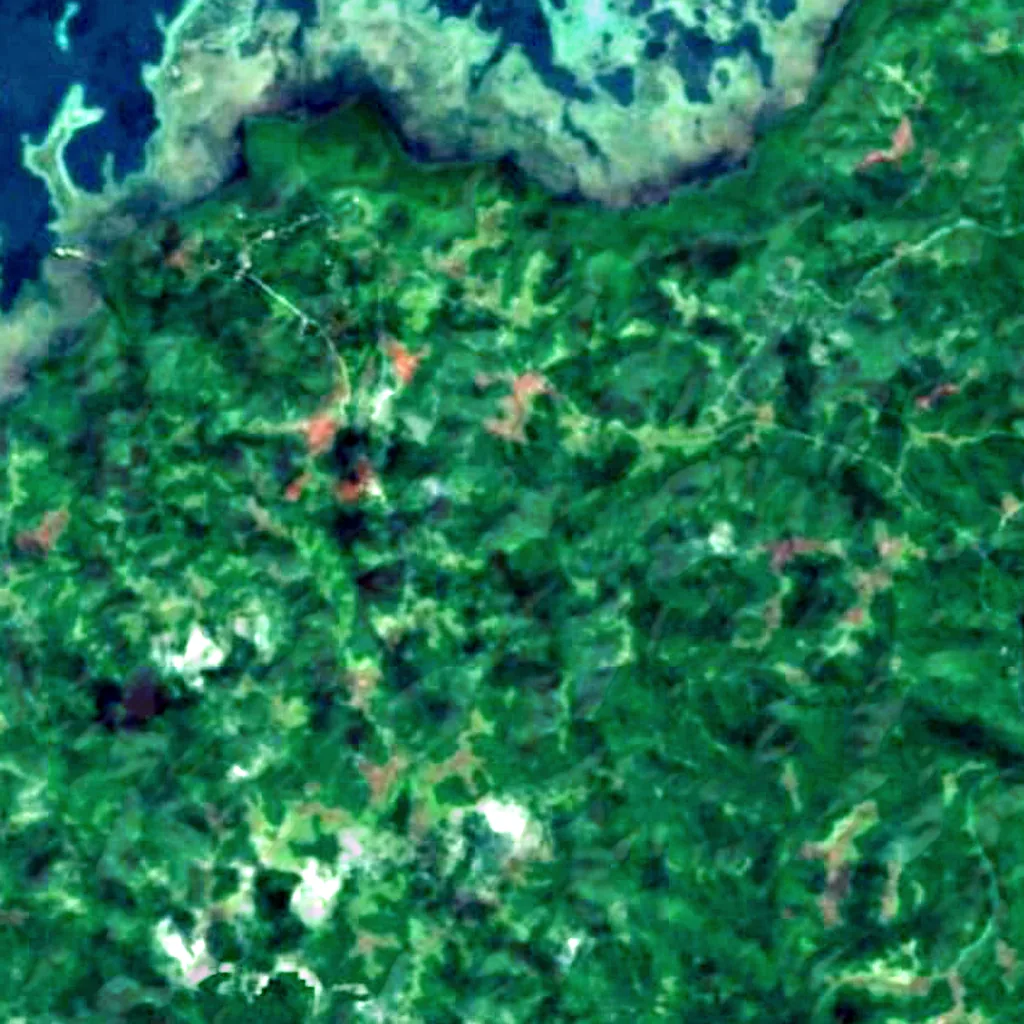 Ngardmau Waterfall seen from above (Sentinel-2)