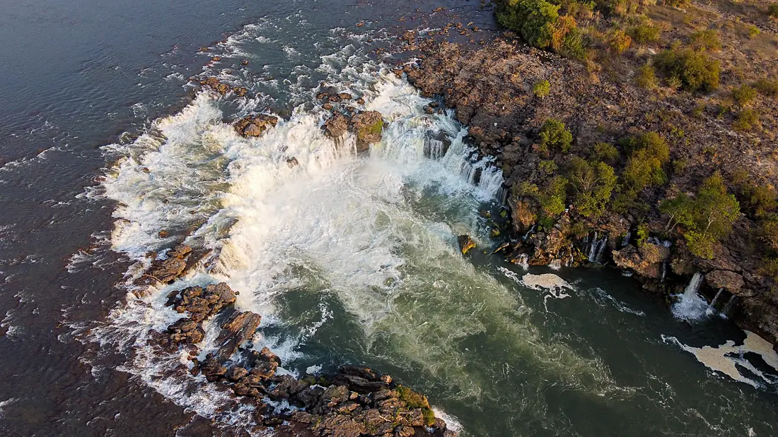 Ngonye falls at Zambezi river, Zambia (aerial view)
