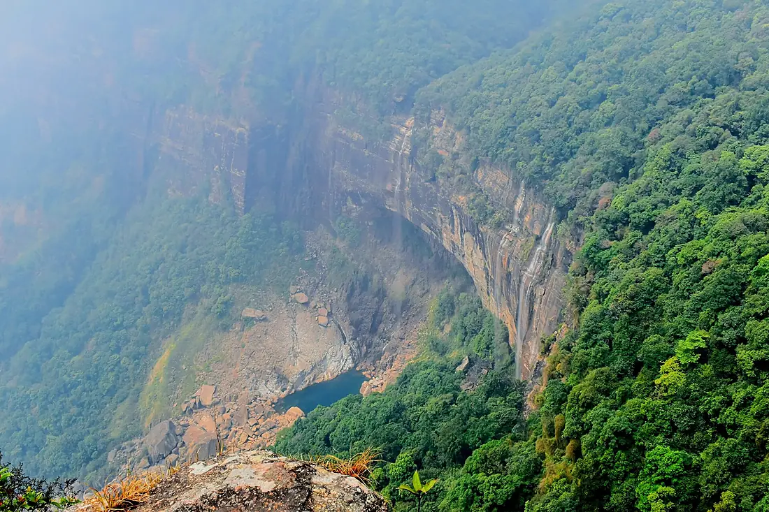 Aerial Vistas of Nohkalikai Falls Amidst the East Khasi Hills