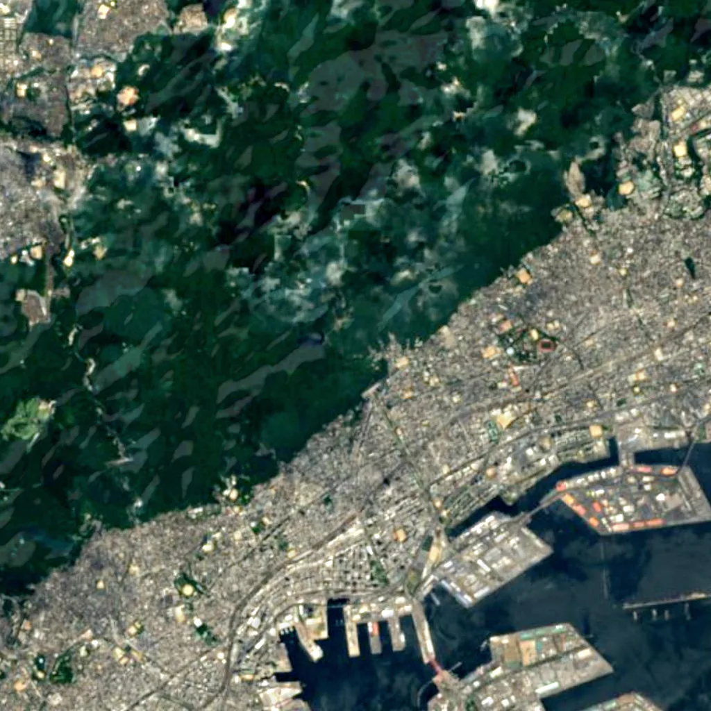 Nunobiki Falls seen from above (Sentinel-2)