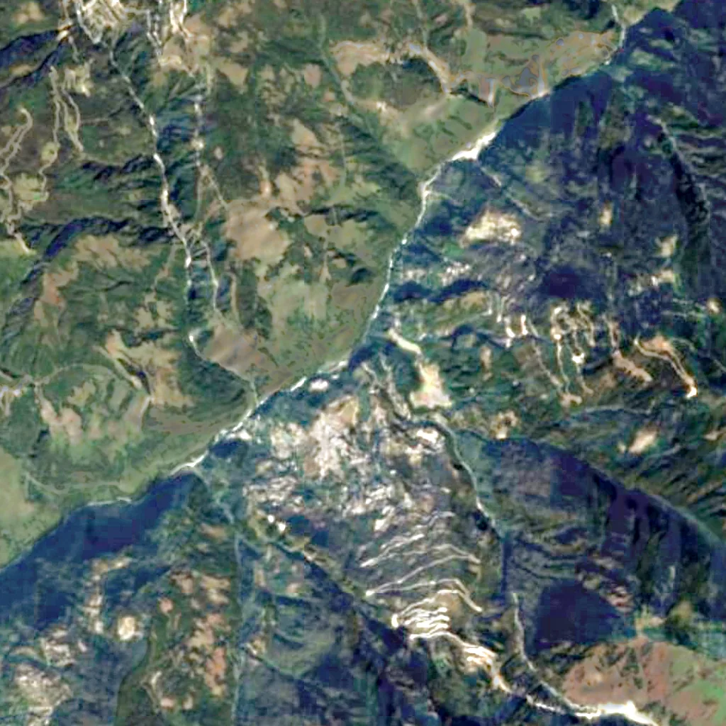 Nuranang Falls seen from above (Sentinel-2)