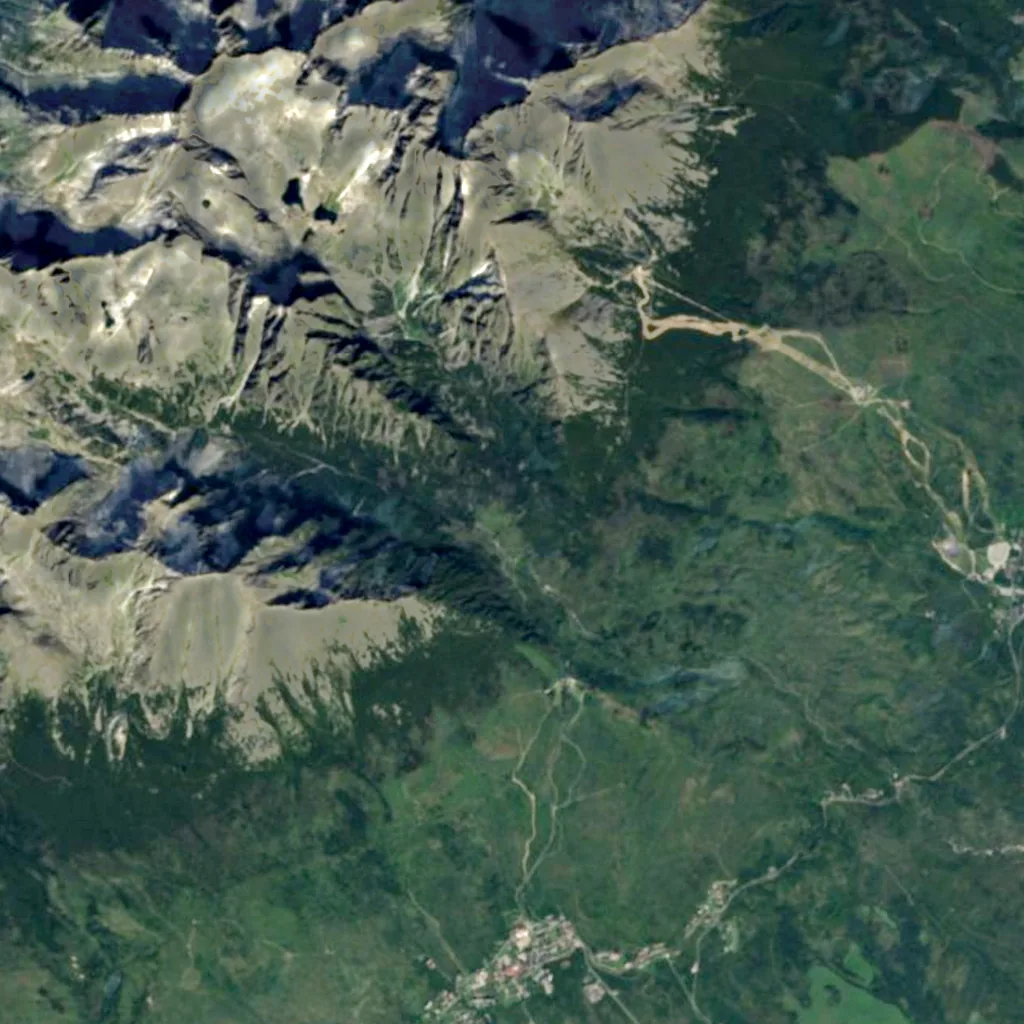 Obrovský vodopád seen from above (Sentinel-2)