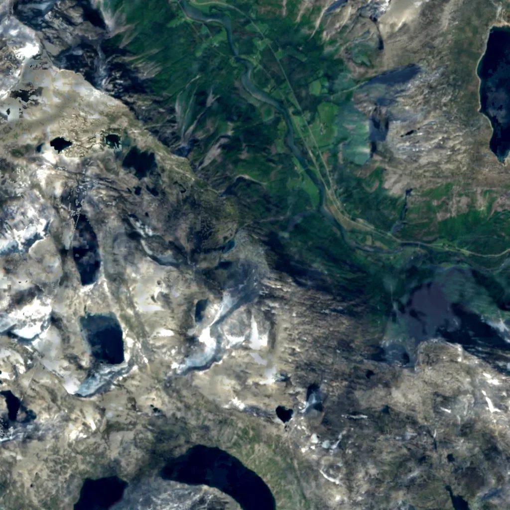 Ølmäafossen seen from above (Sentinel-2)