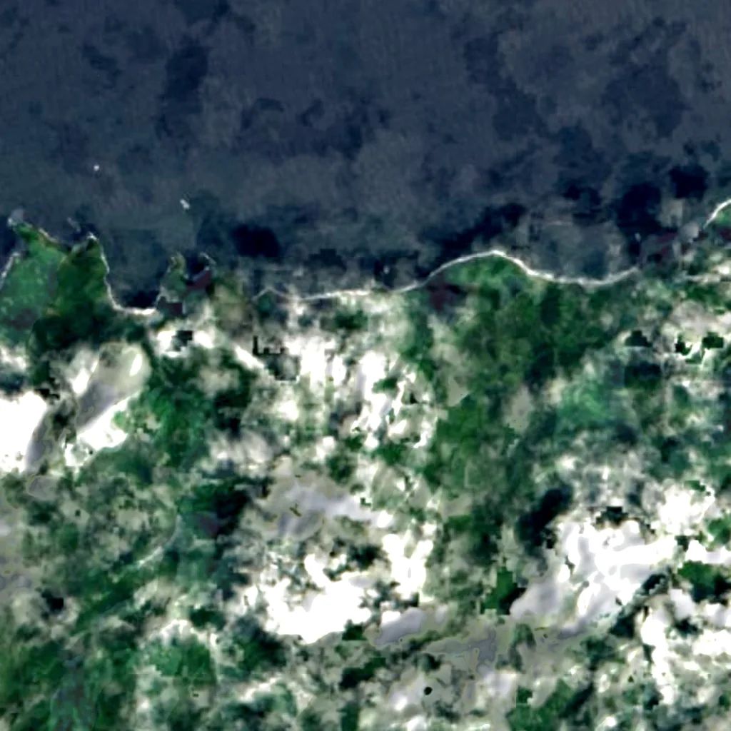 Oloʻupena Falls seen from above (Sentinel-2)