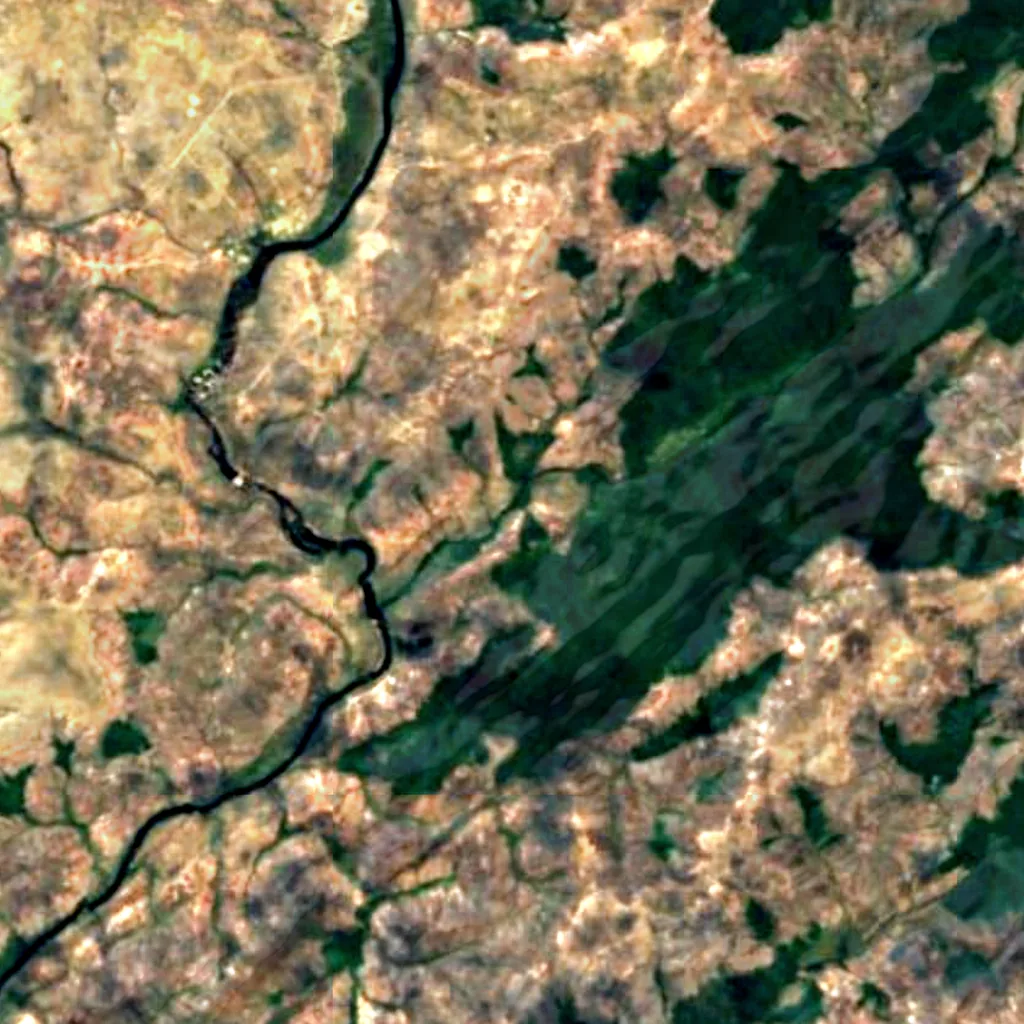 Orinduik Falls seen from above (Sentinel-2)