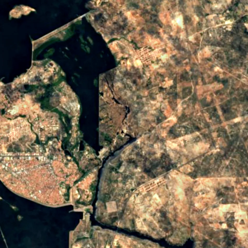 Paulo Afonso Falls seen from above (Sentinel-2)