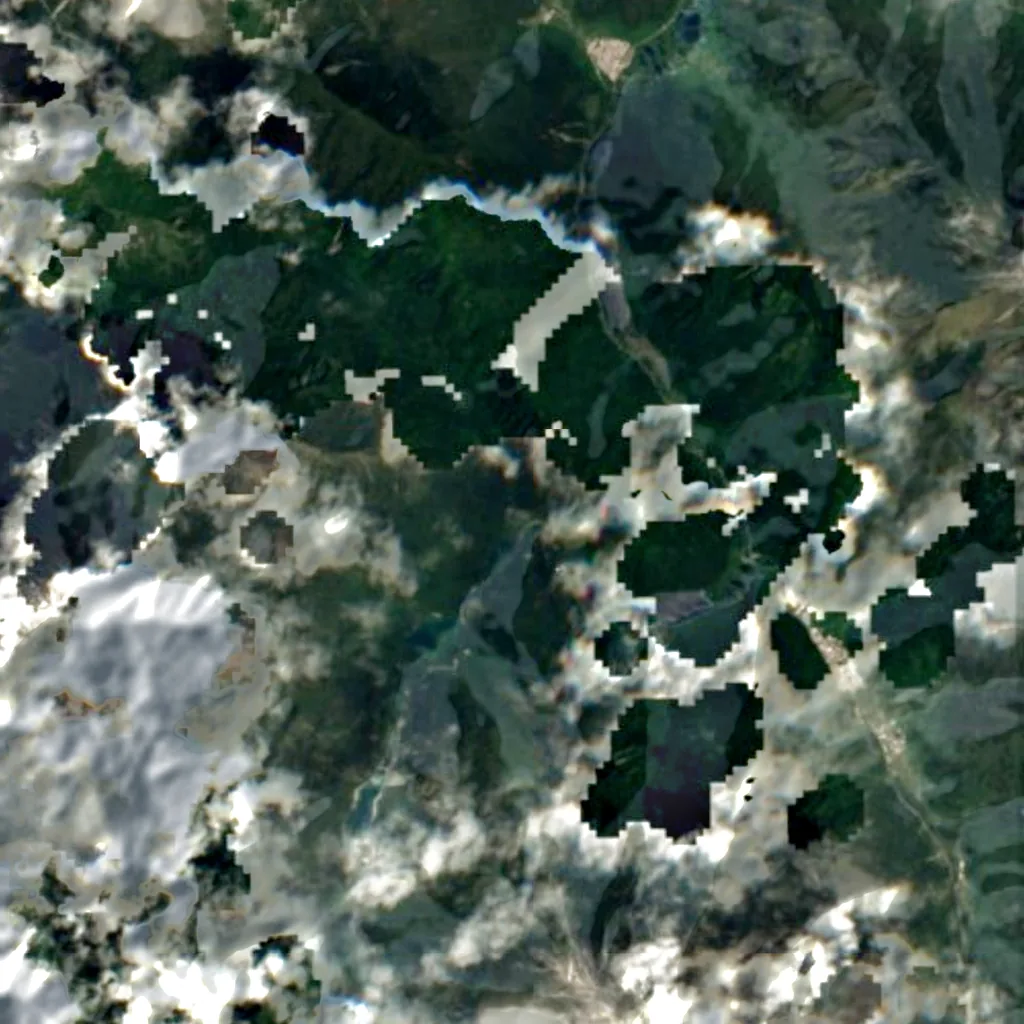 Pearl Shoal Waterfall seen from above (Sentinel-2)