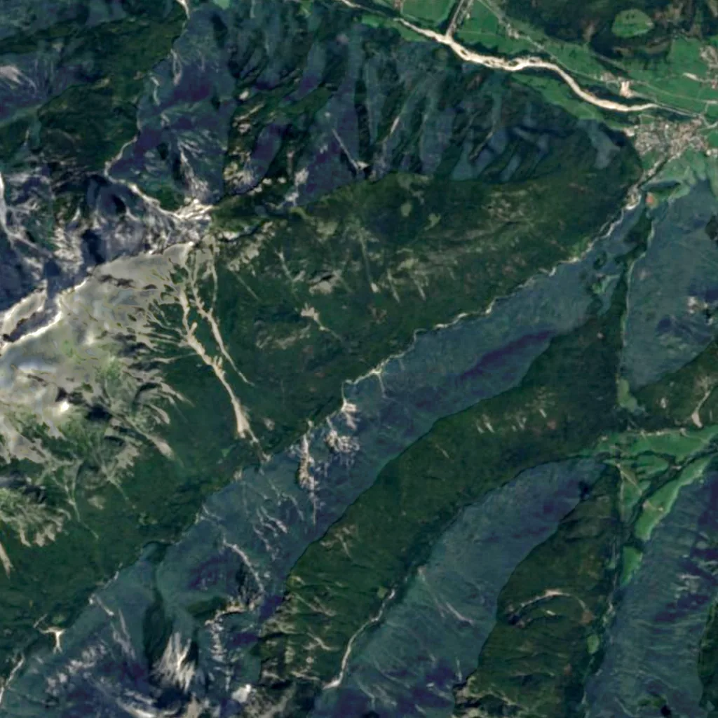 Peričnik Falls seen from above (Sentinel-2)