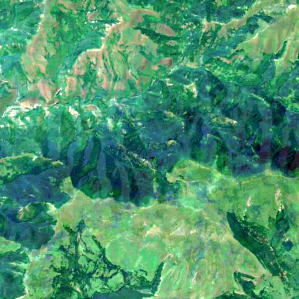 Pilj Waterfall seen from above (Sentinel-2)