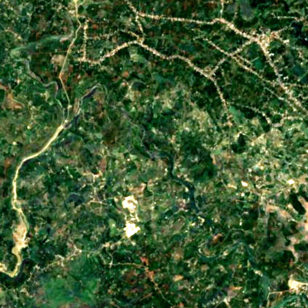 Pongour Waterfall seen from above (Sentinel-2)