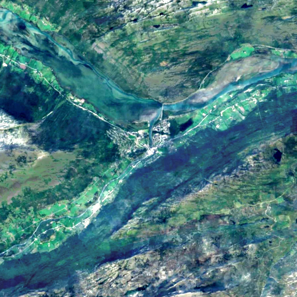 Prestfossen seen from above (Sentinel-2)