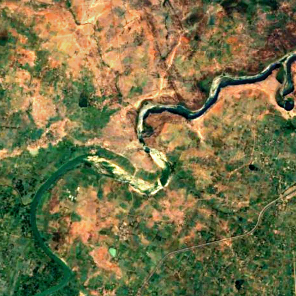 Purwa Falls seen from above (Sentinel-2)