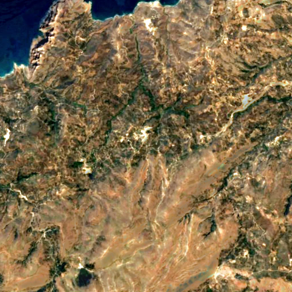 Richtis Gorge seen from above (Sentinel-2)