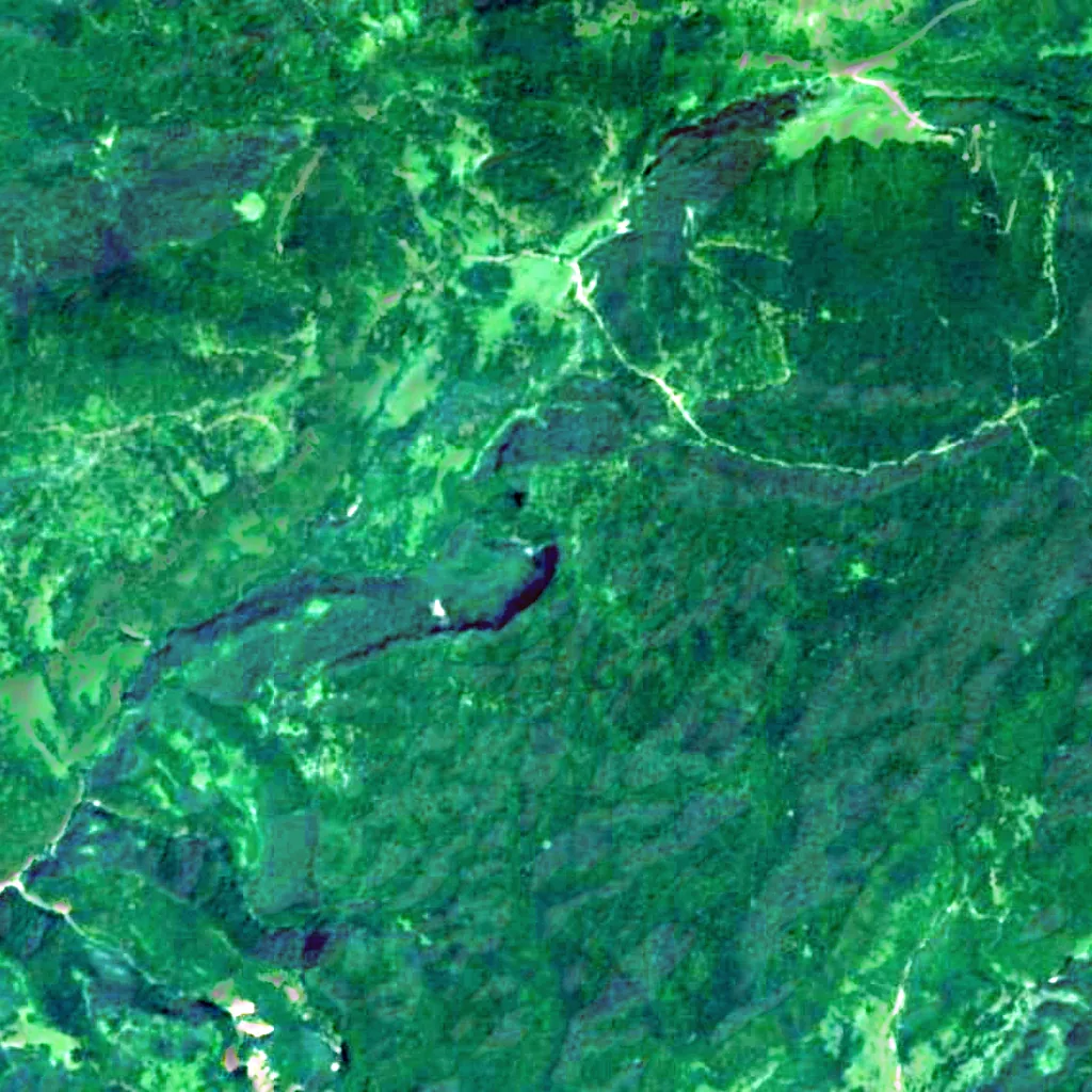River Abasha Waterfall Natural Monument seen from above (Sentinel-2)