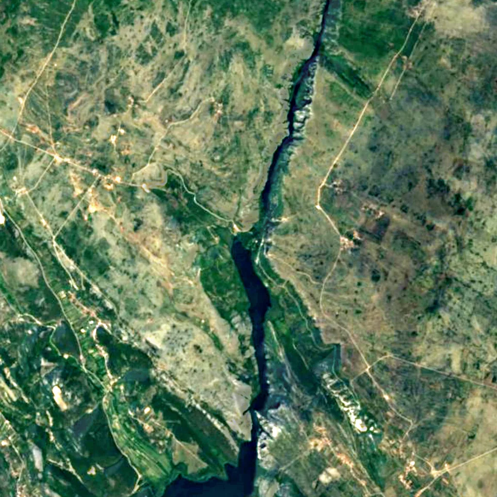 Roški Waterfall seen from above (Sentinel-2)
