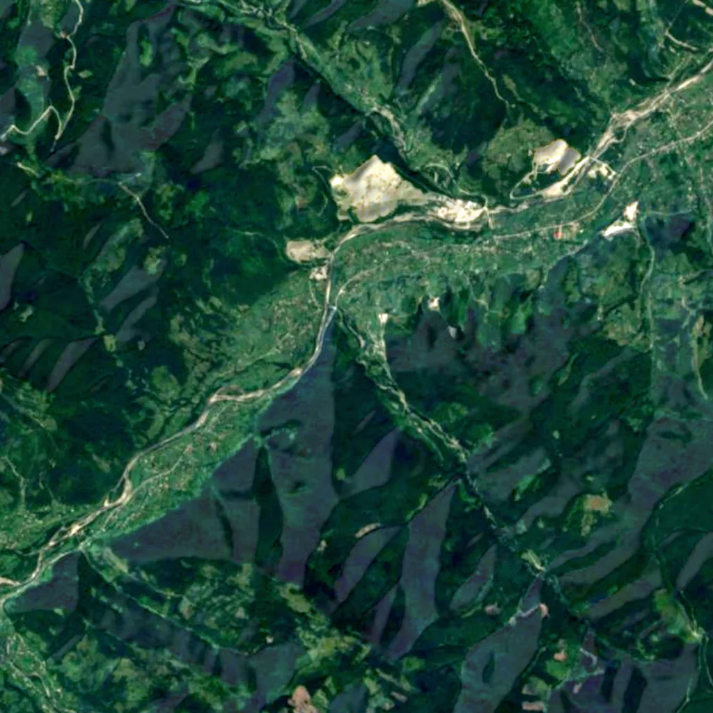 Roztoka Waterfall seen from above (Sentinel-2)