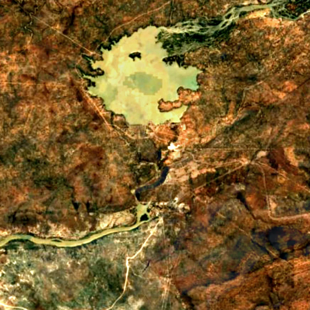 Ruacana Falls seen from above (Sentinel-2)