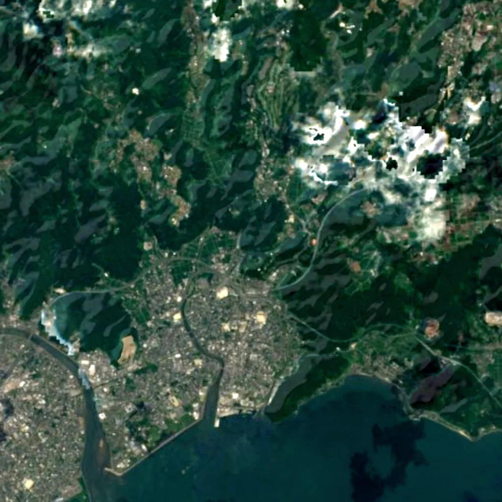 Ryumon Falls seen from above (Sentinel-2)