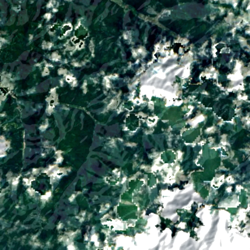 Ryūsō Falls seen from above (Sentinel-2)