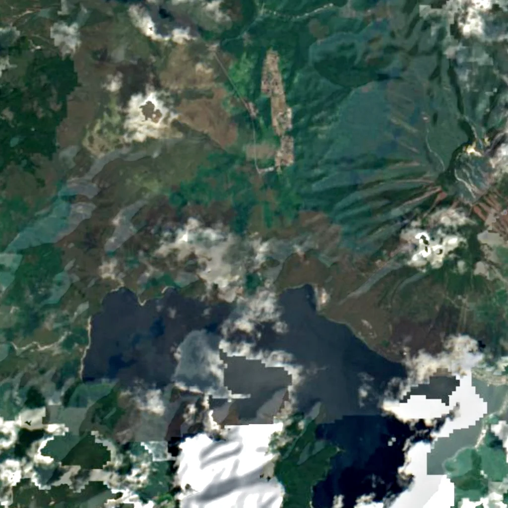 Ryūzu Falls seen from above (Sentinel-2)