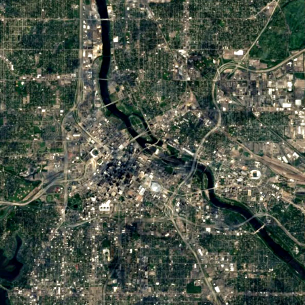 Saint Anthony Falls seen from above (Sentinel-2)