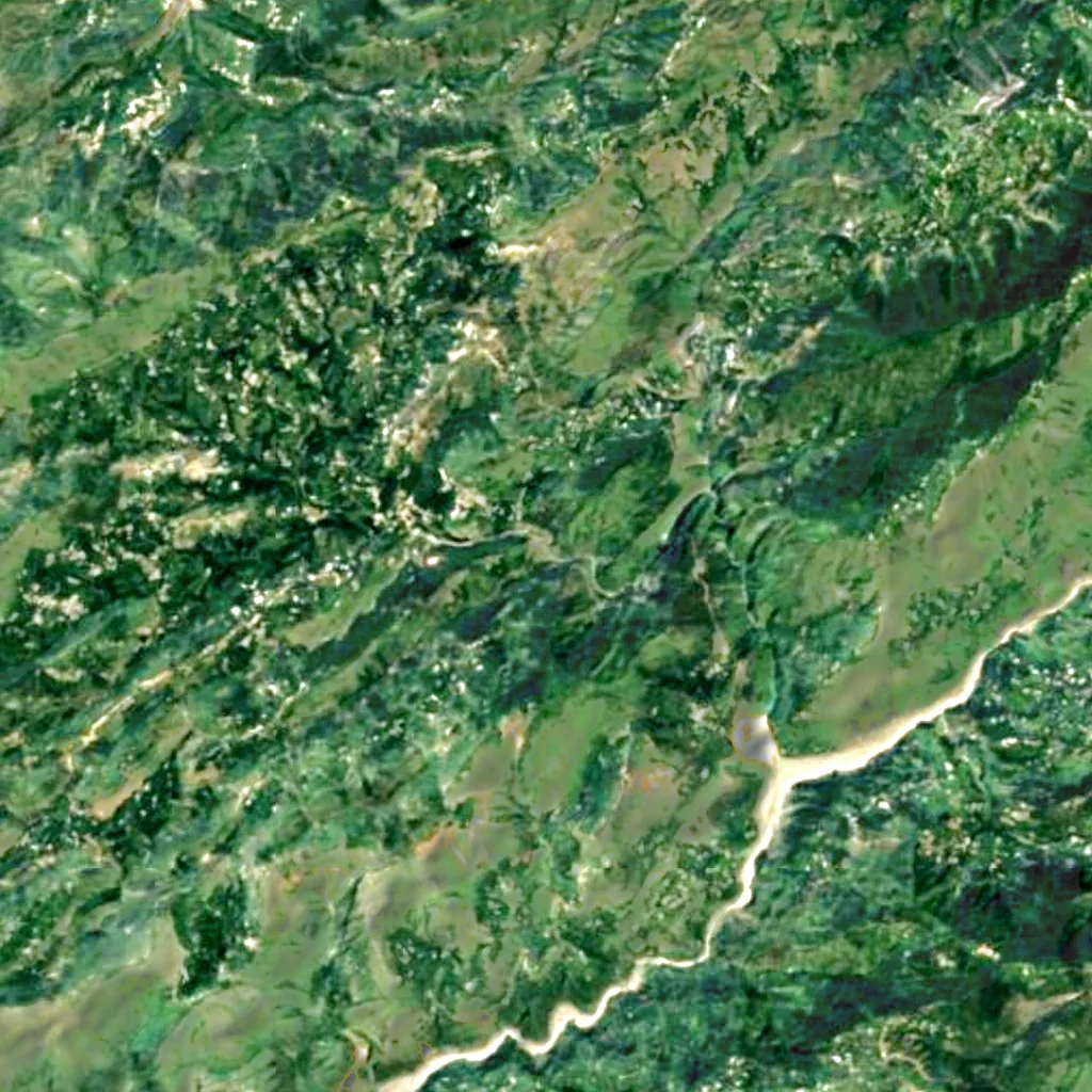 Sajikot Waterfall seen from above (Sentinel-2)