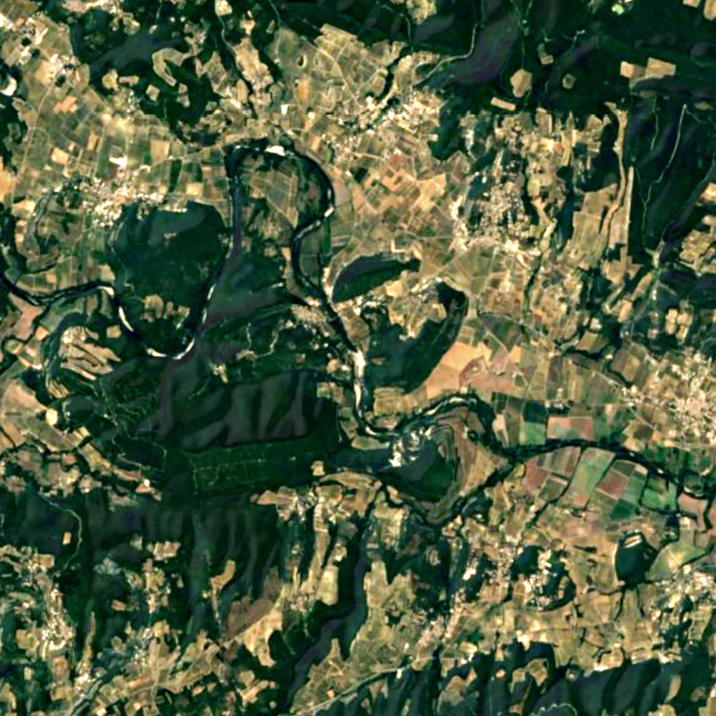 Sautadet Falls seen from above (Sentinel-2)