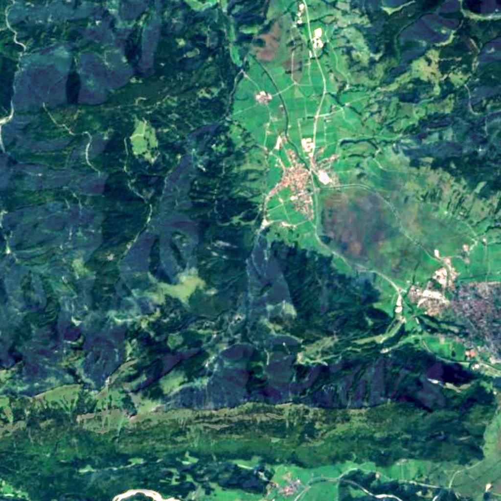Schleifmühlklamm seen from above (Sentinel-2)