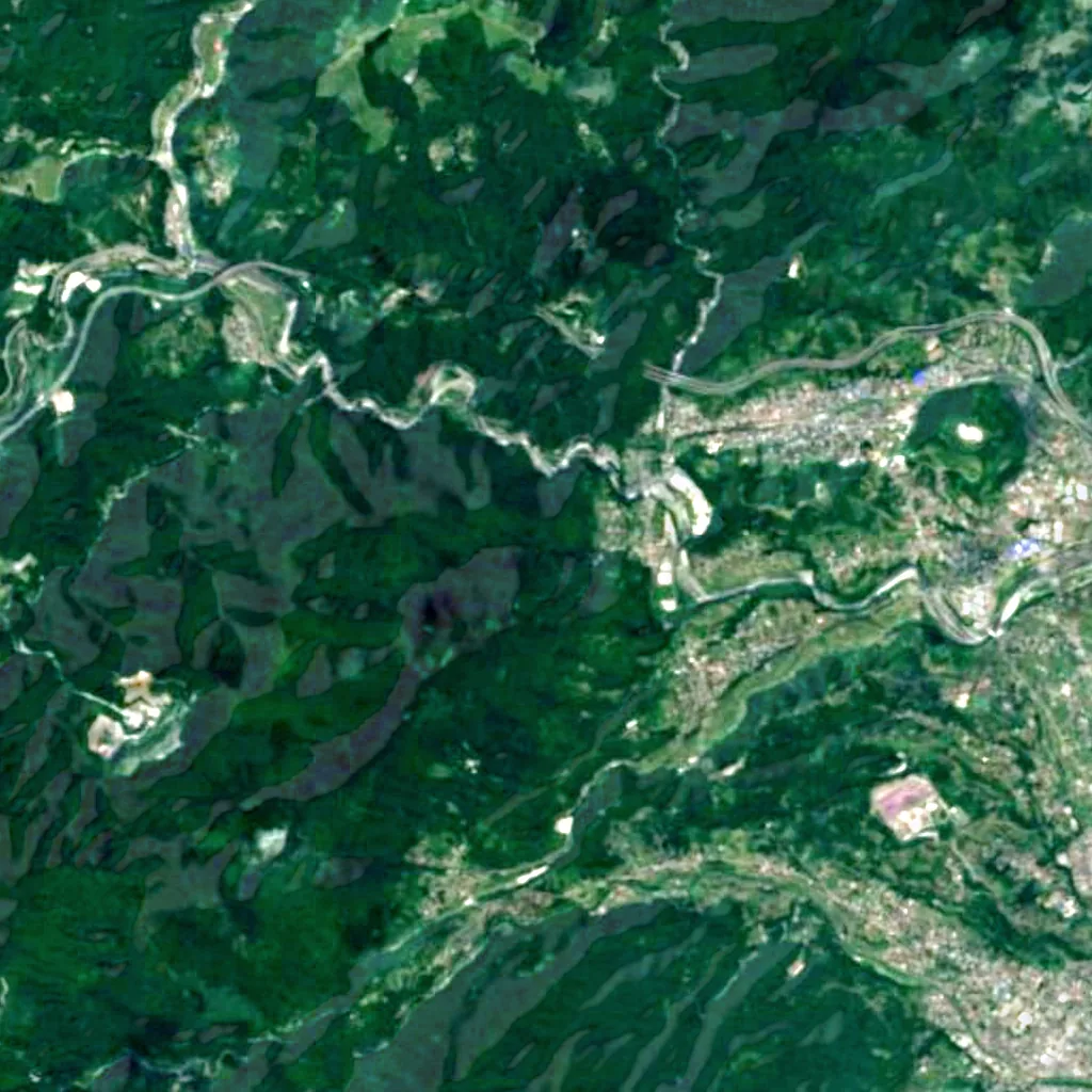 Shasui Falls seen from above (Sentinel-2)