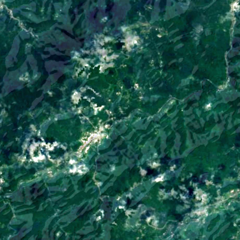 Shifen waterfall seen from above (Sentinel-2)