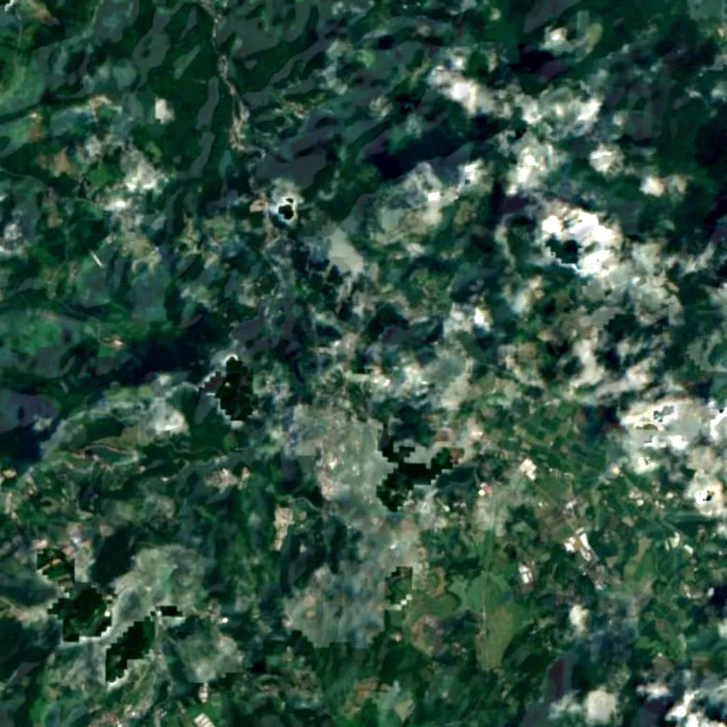 Shindō Falls seen from above (Sentinel-2)