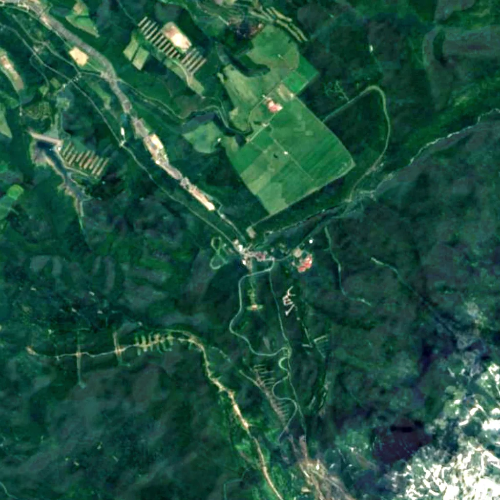 Shirahige Falls seen from above (Sentinel-2)