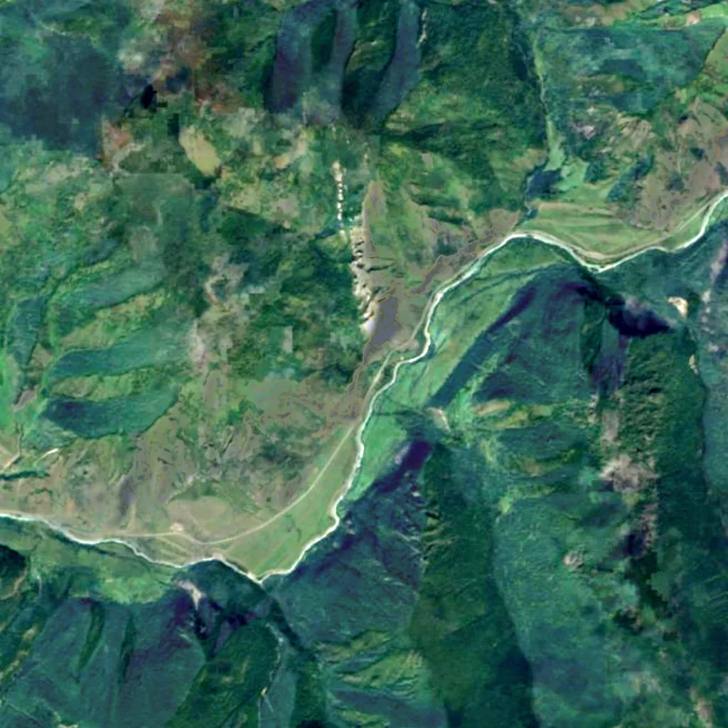 Shirlak Waterfall seen from above (Sentinel-2)