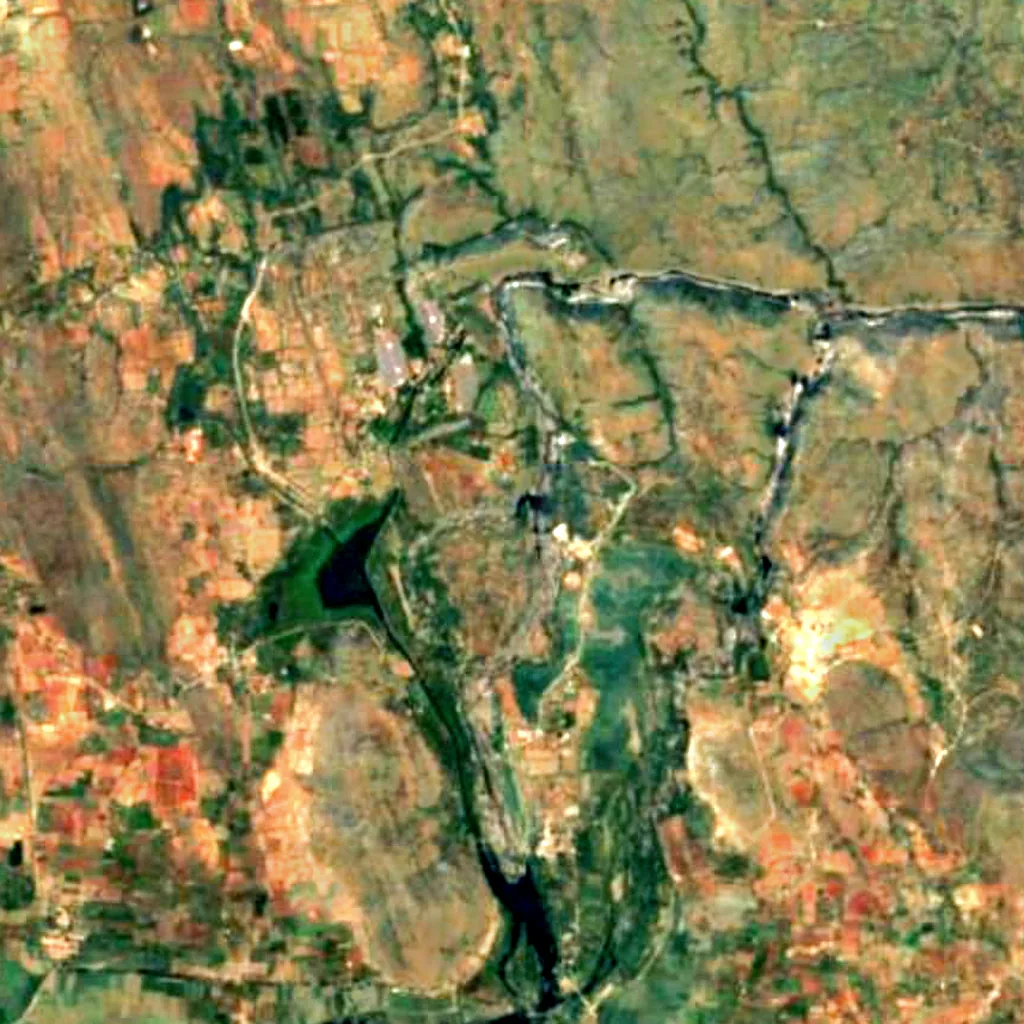 Shivanasamudra Falls seen from above (Sentinel-2)