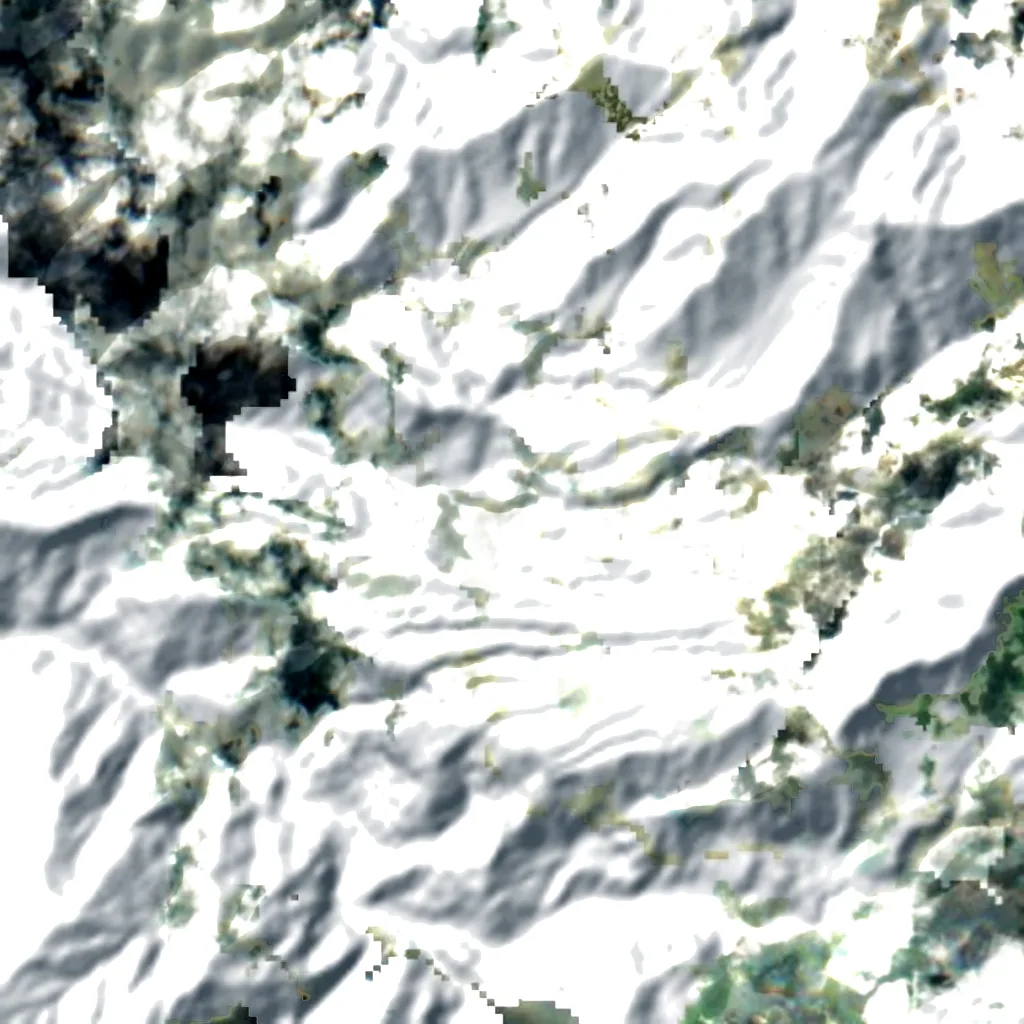 Shōmyō Falls seen from above (Sentinel-2)