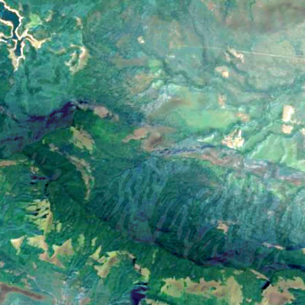 Siruvani Waterfalls seen from above (Sentinel-2)