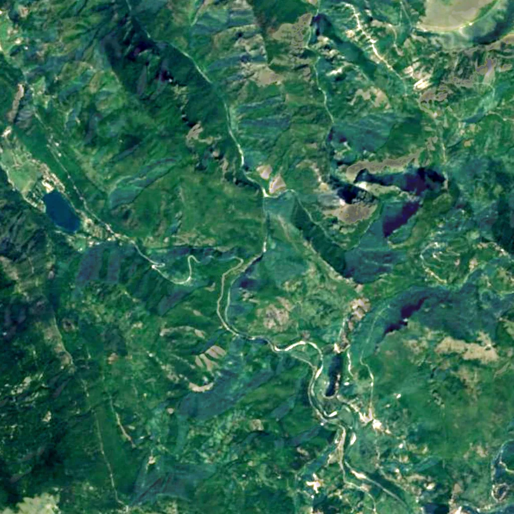 Šištica waterfall seen from above (Sentinel-2)