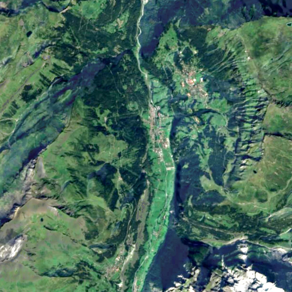 Staubbach Falls seen from above (Sentinel-2)