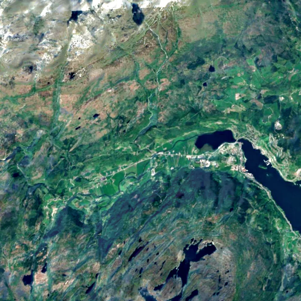 Steinsdalsfossen seen from above (Sentinel-2)