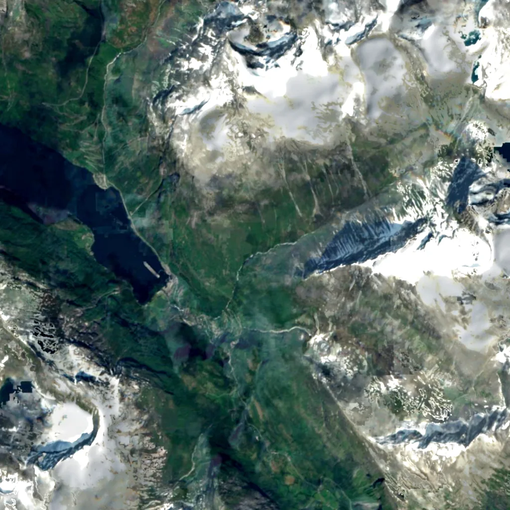 Storsæterfossen seen from above (Sentinel-2)