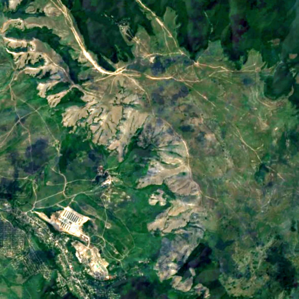 Su-Uchan waterfall seen from above (Sentinel-2)