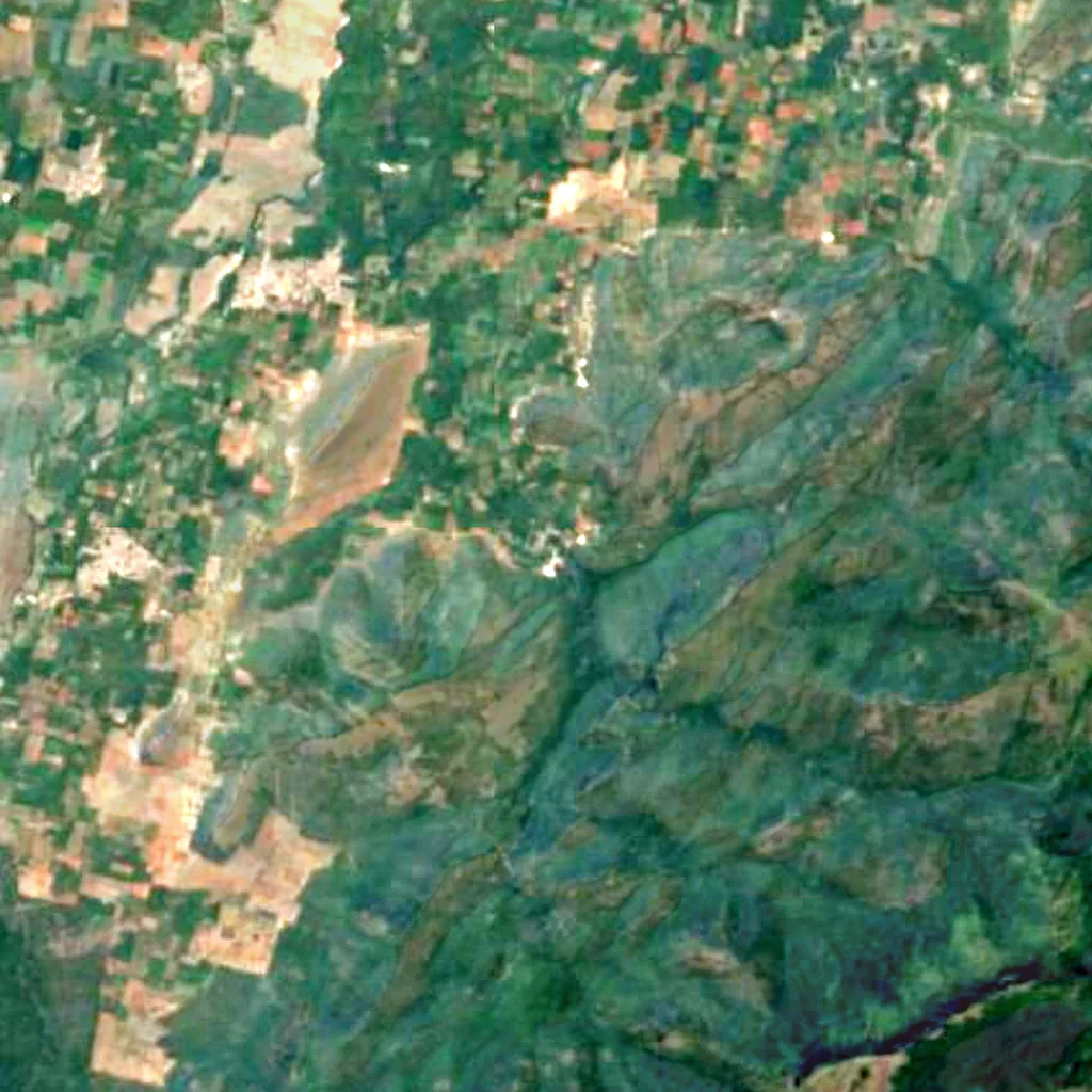Suruli Falls seen from above (Sentinel-2)