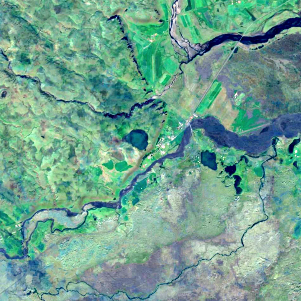 Systrafoss seen from above (Sentinel-2)