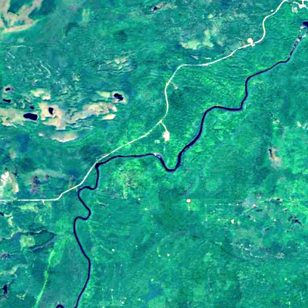 Tahquamenon Falls seen from above (Sentinel-2)