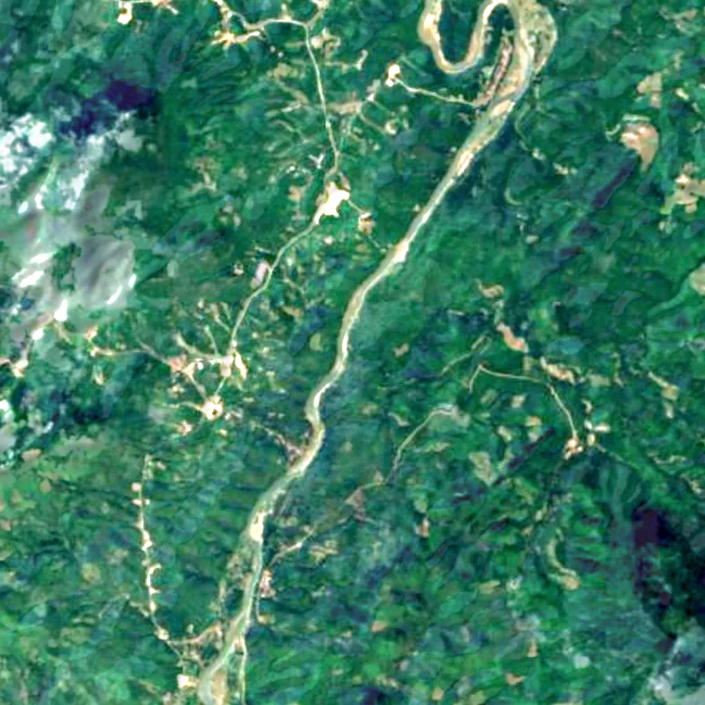 Tat Sae Waterfalls seen from above (Sentinel-2)