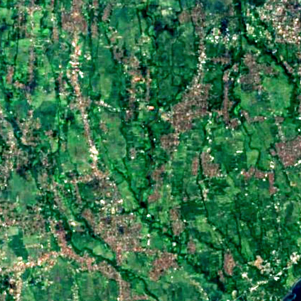 Tegenungan Waterfall seen from above (Sentinel-2)