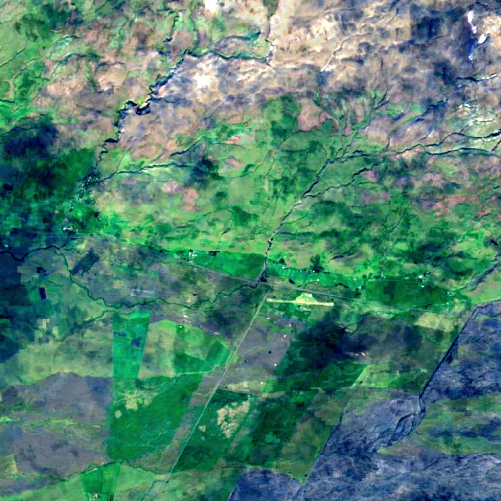 Þórðarfoss seen from above (Sentinel-2)
