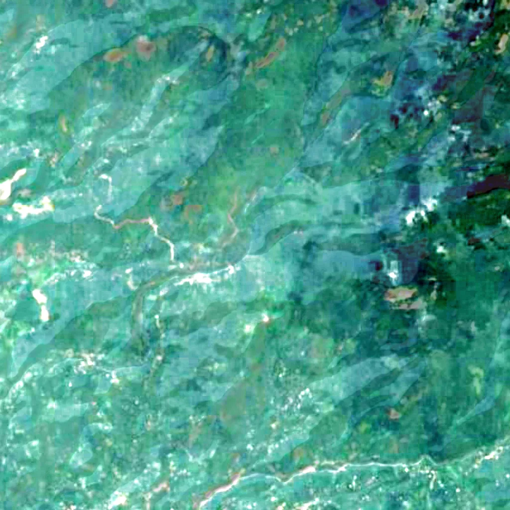 Thusharagiri Falls seen from above (Sentinel-2)