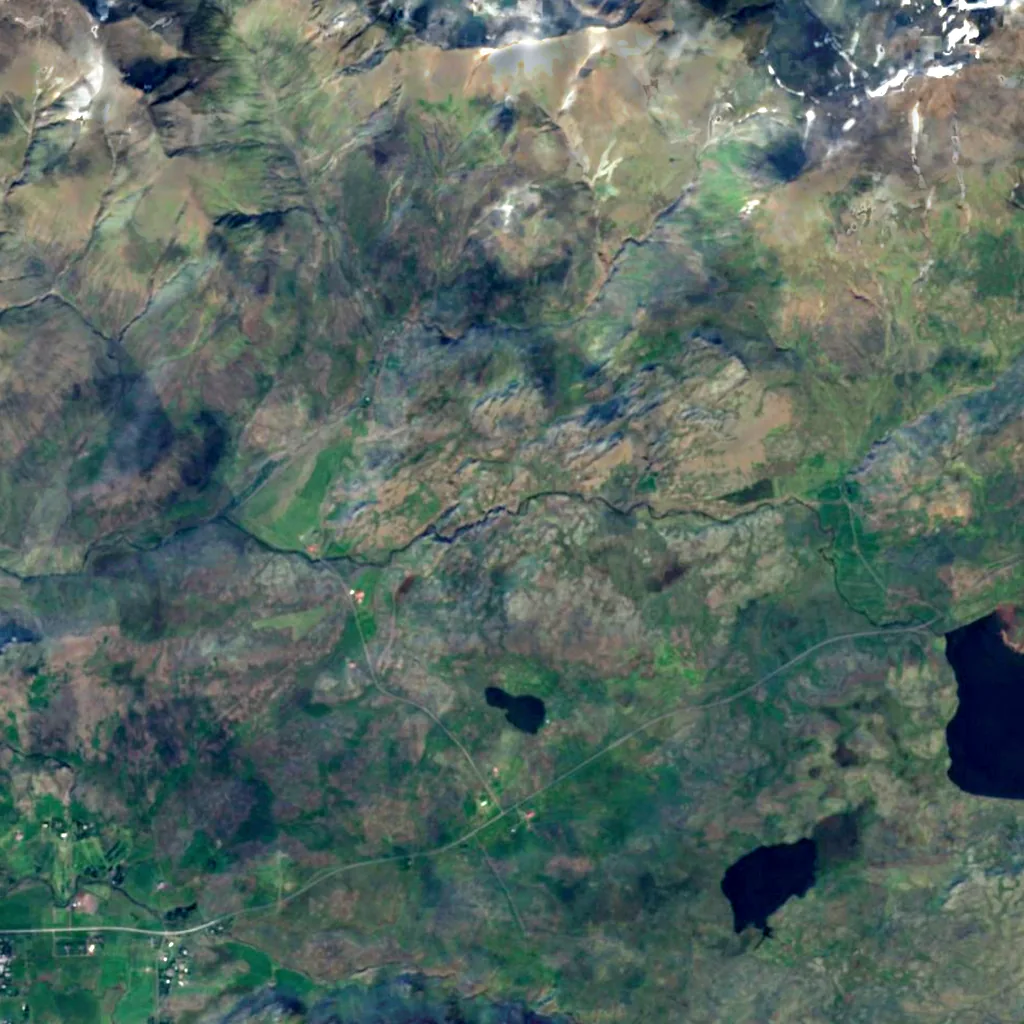 Tröllafoss seen from above (Sentinel-2)